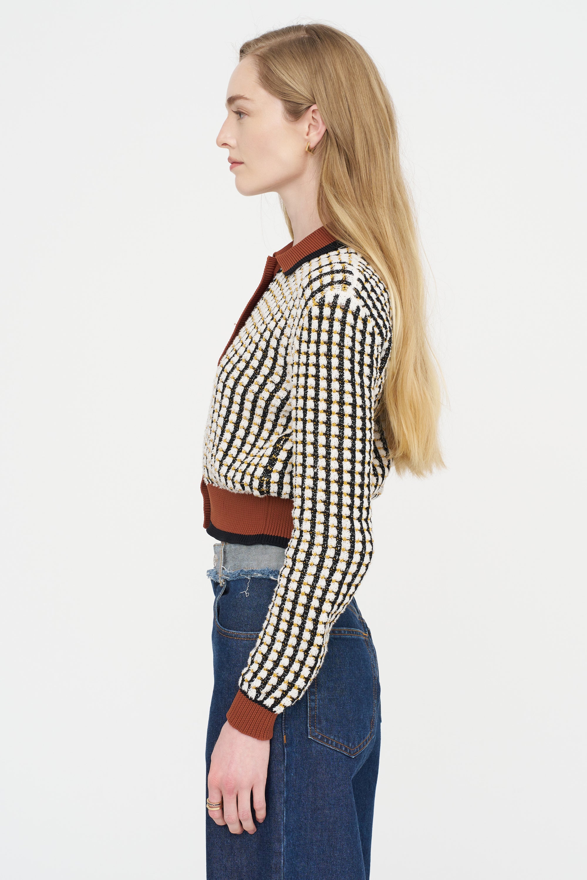 Tweed-Effect Cardigan, Lily White