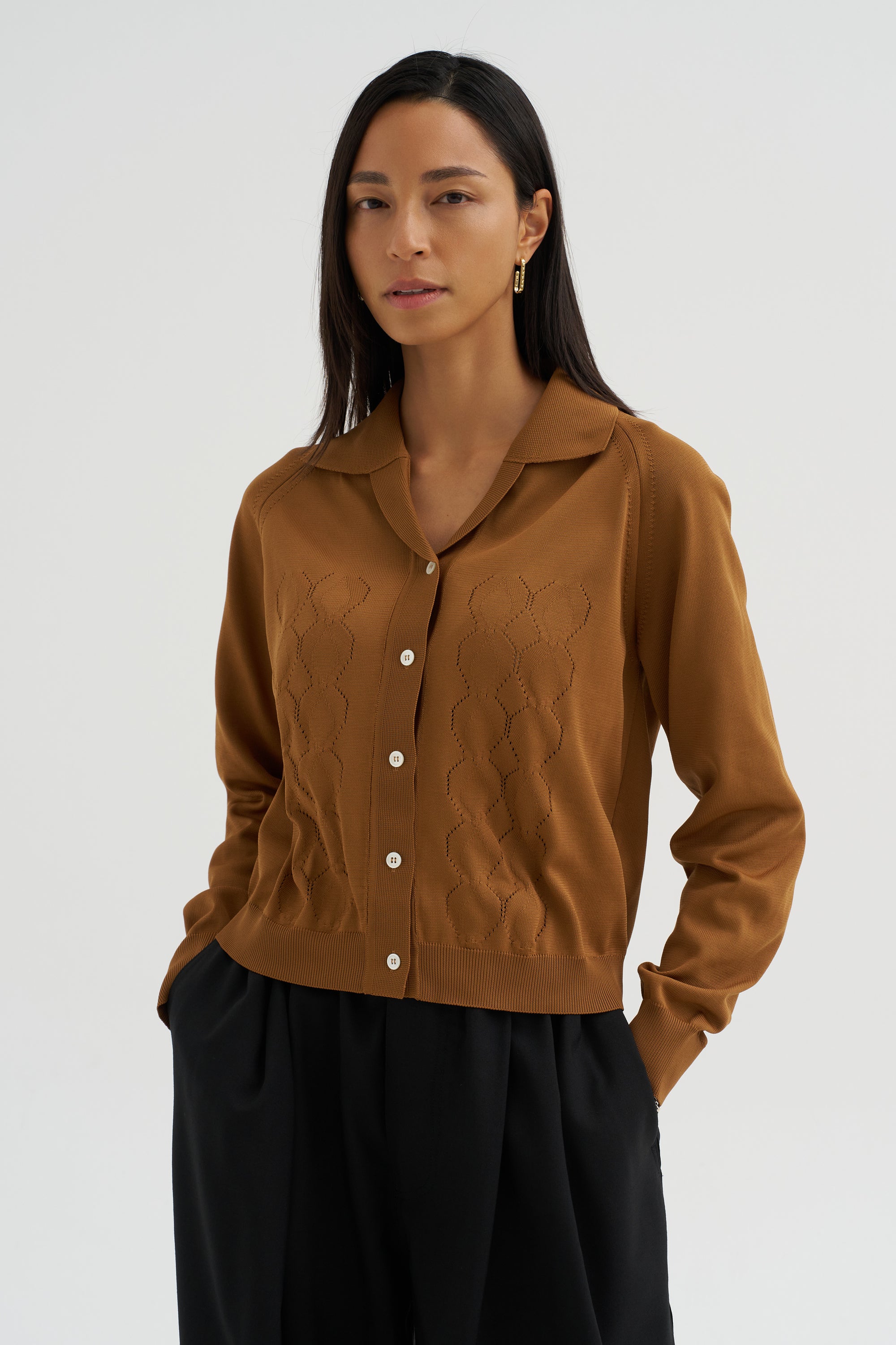 Long Sleeve Cardigan, Cigar