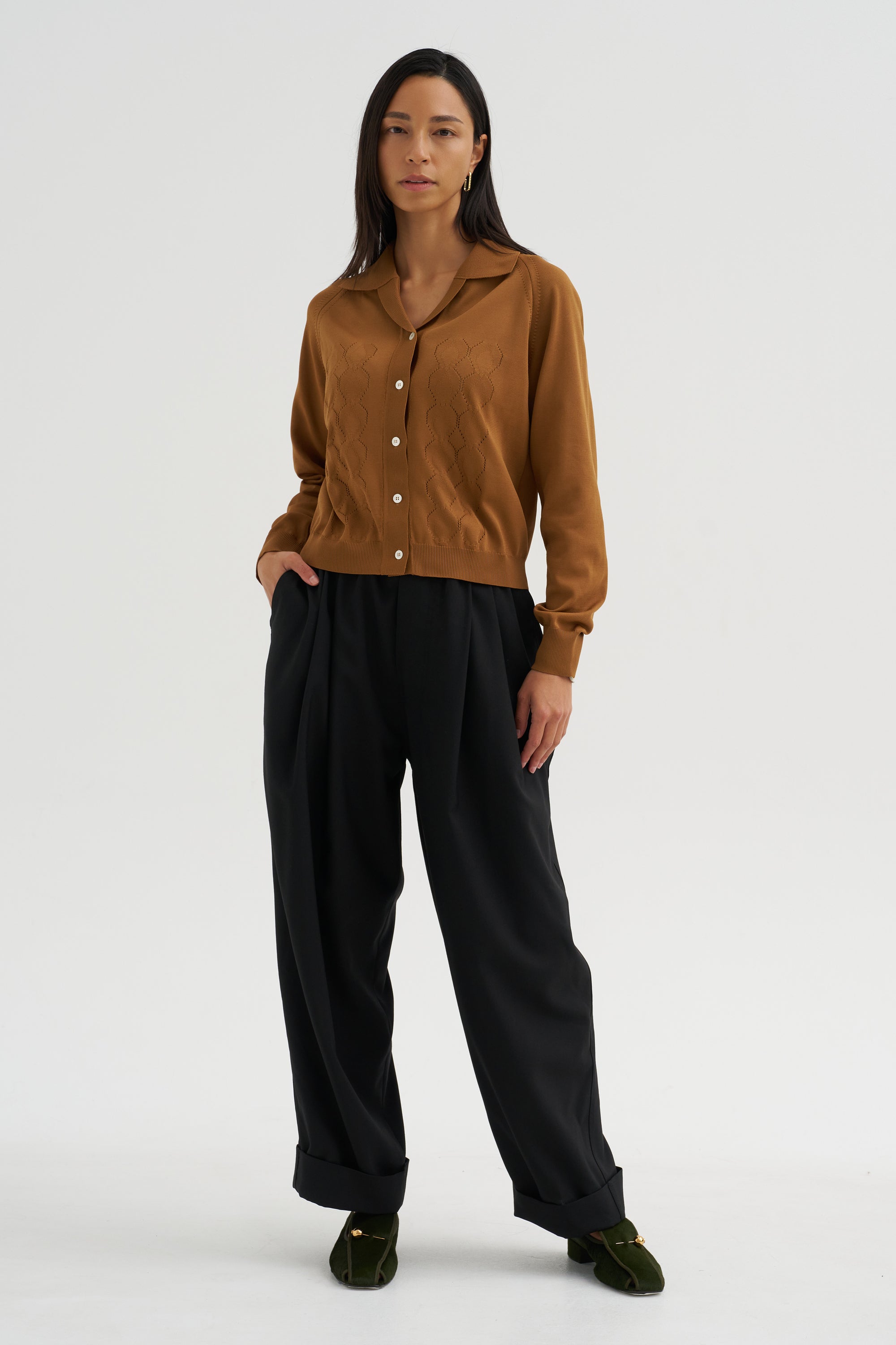 Long Sleeve Cardigan, Cigar