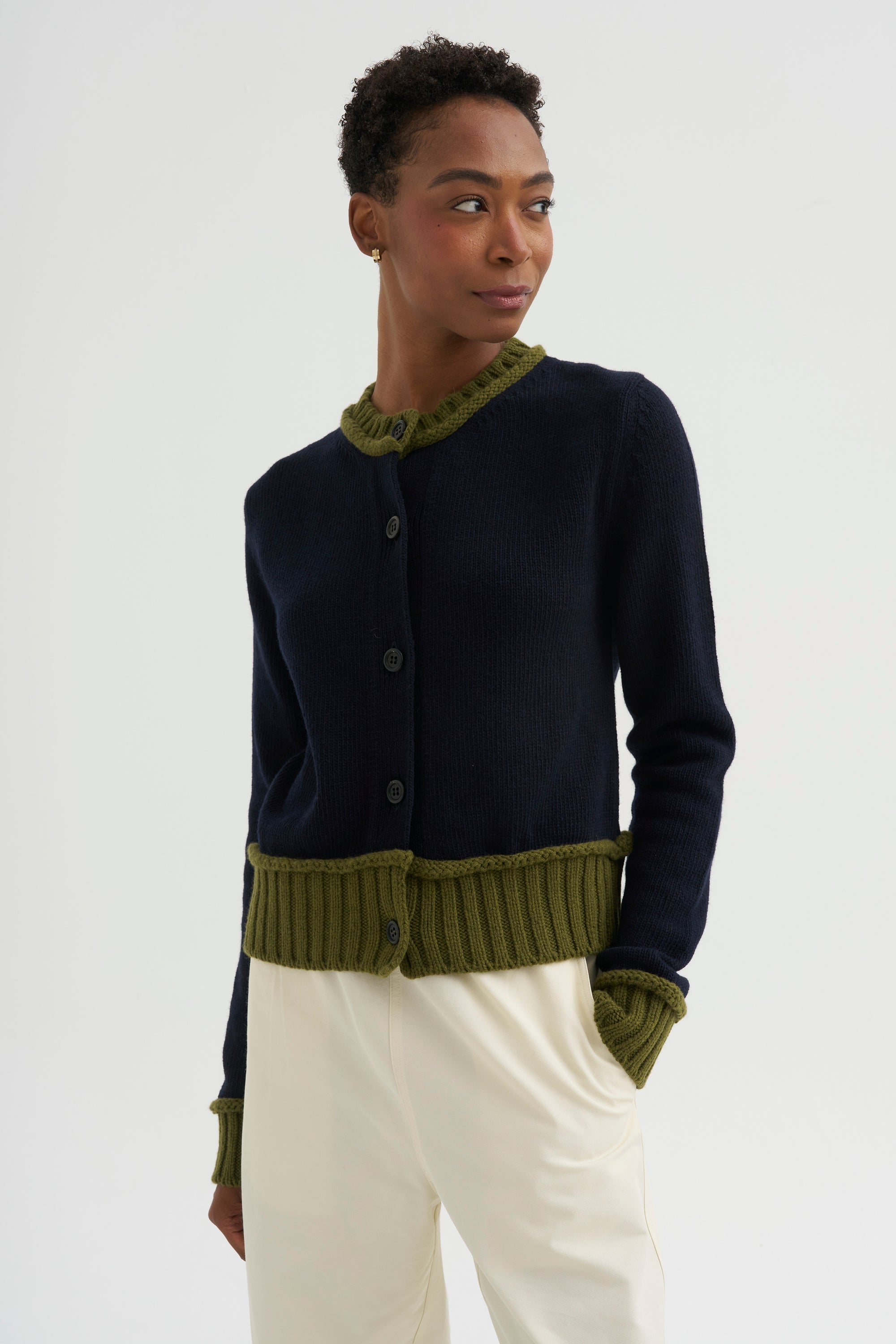 Wool Blend Cardigan, Eclipse