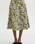 Pop Flowers Poplin Skirt, Maize