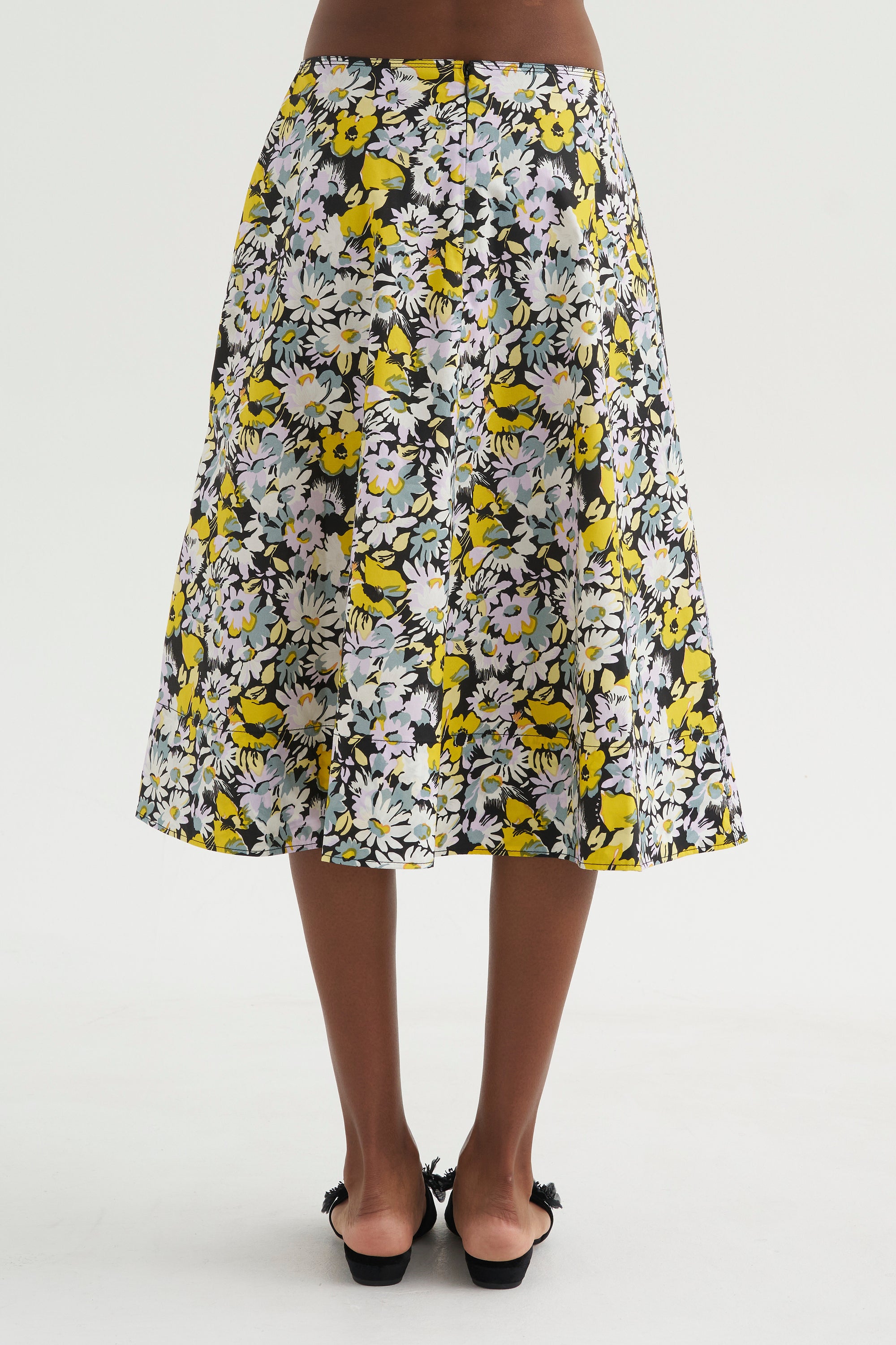 Pop Flowers Poplin Skirt, Maize