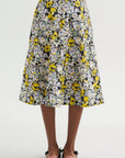 Pop Flowers Poplin Skirt, Maize