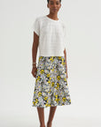 Pop Flowers Poplin Skirt, Maize