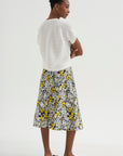 Pop Flowers Poplin Skirt, Maize