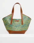 Raffia -Effect Waves Small Tote, Gardengreen