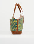 Raffia -Effect Waves Small Tote, Gardengreen