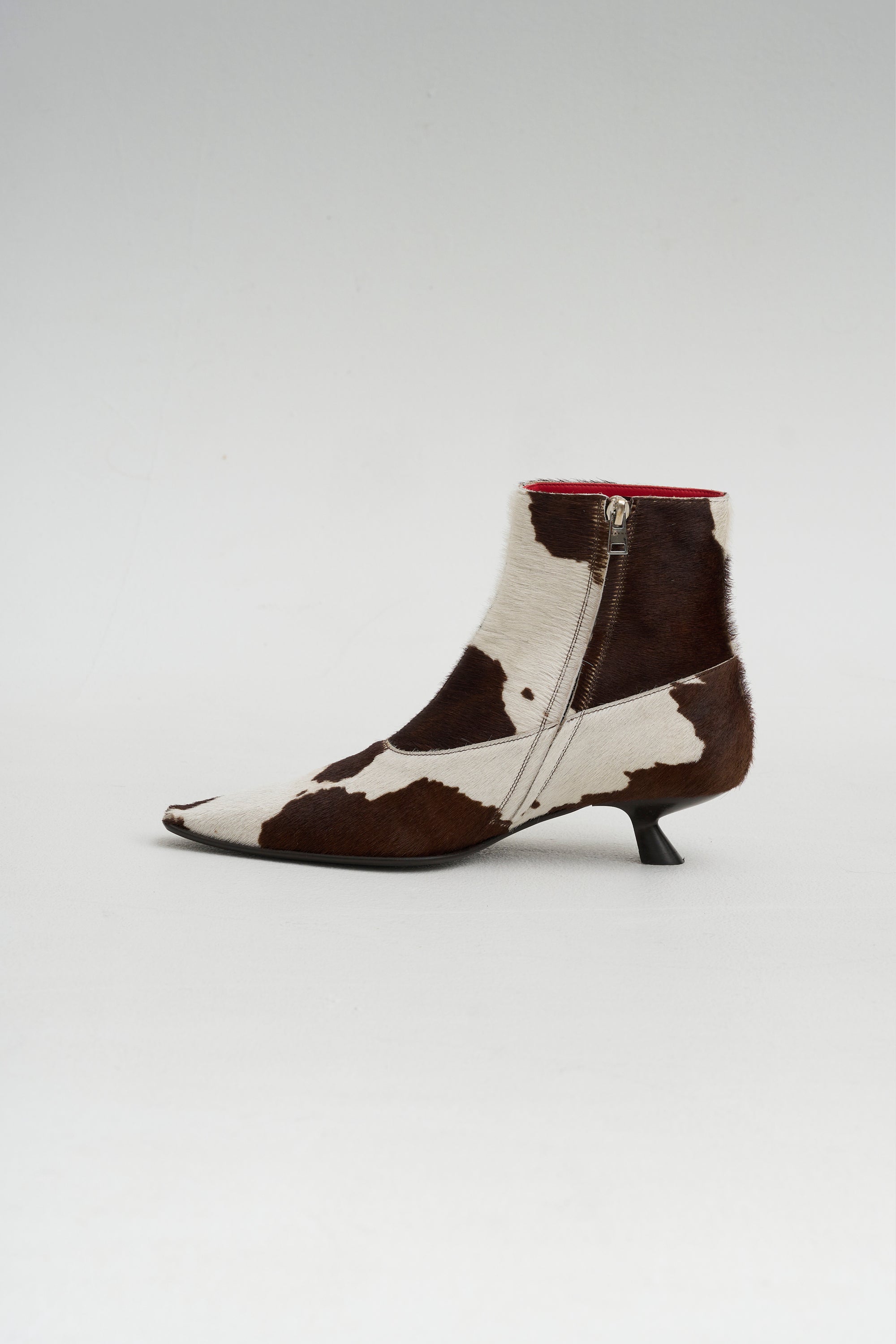 Cow-Print Ponyhair Cindi Boot, White &amp; Brown