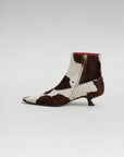 Cow-Print Ponyhair Cindi Boot, White & Brown