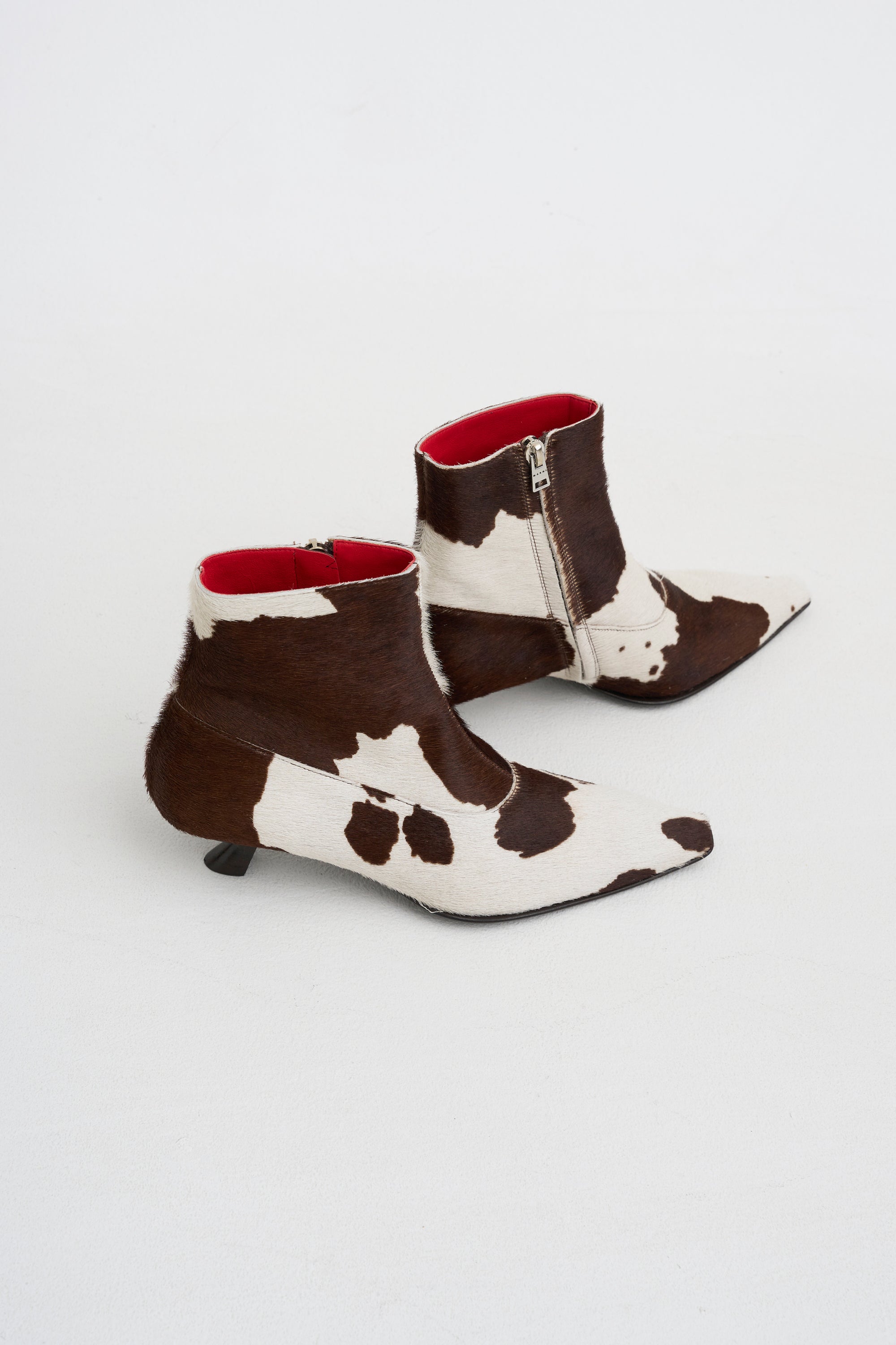 Cow-Print Ponyhair Cindi Boot, White &amp; Brown