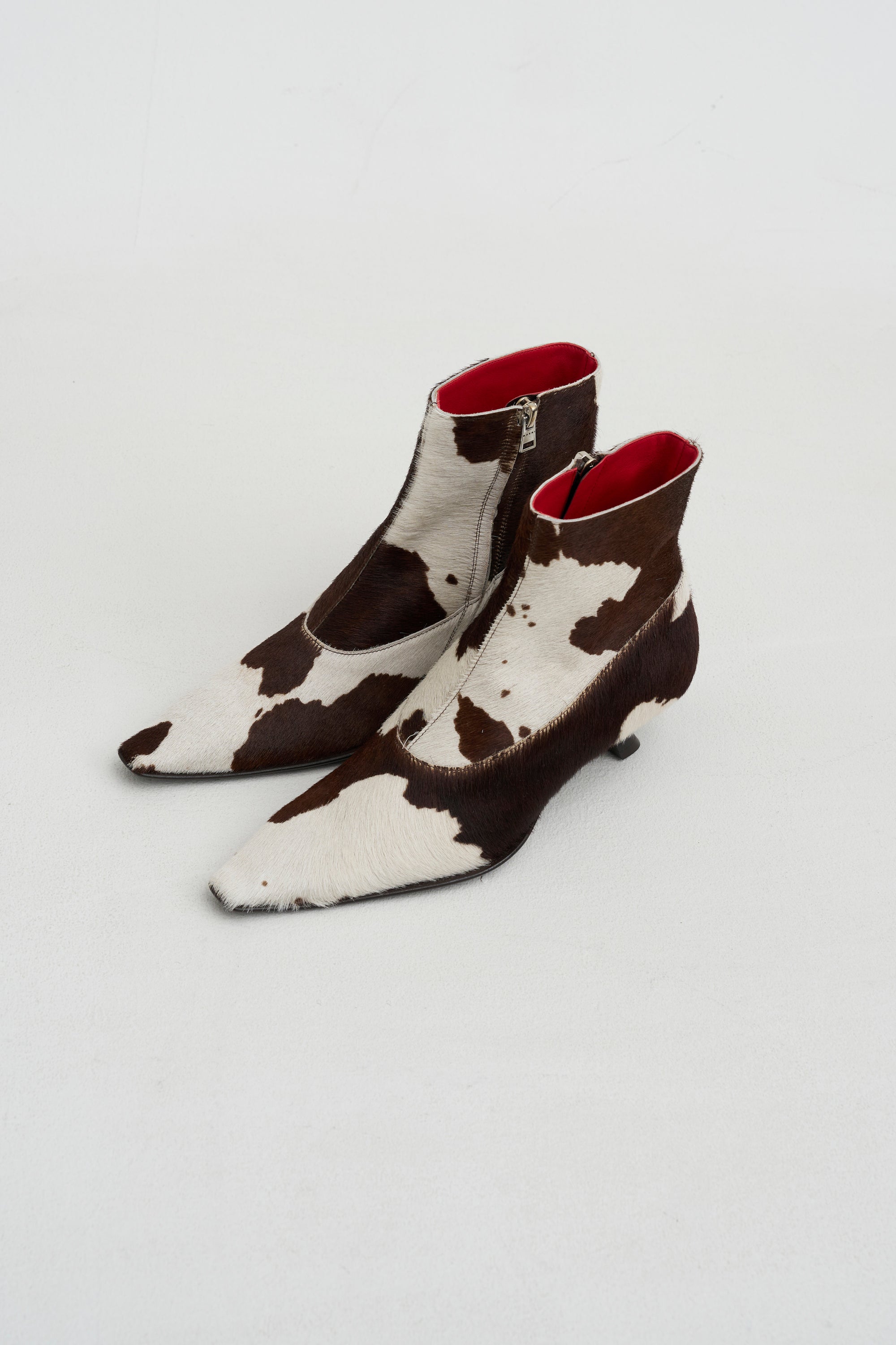 Cow-Print Ponyhair Cindi Boot, White &amp; Brown