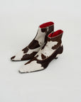 Cow-Print Ponyhair Cindi Boot, White & Brown