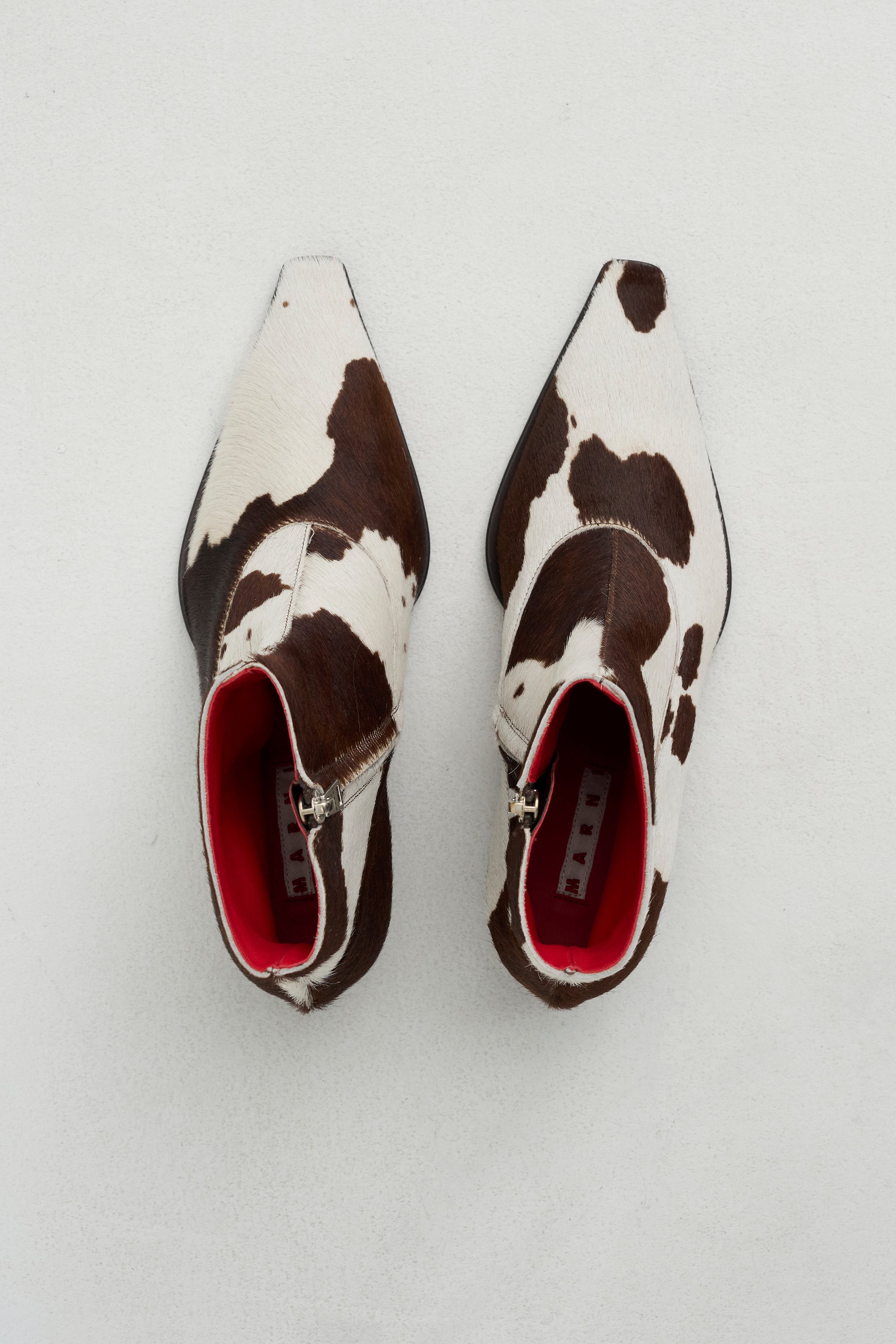 Cow-Print Ponyhair Cindi Boot, White &amp; Brown