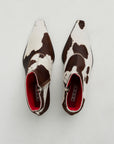 Cow-Print Ponyhair Cindi Boot, White & Brown