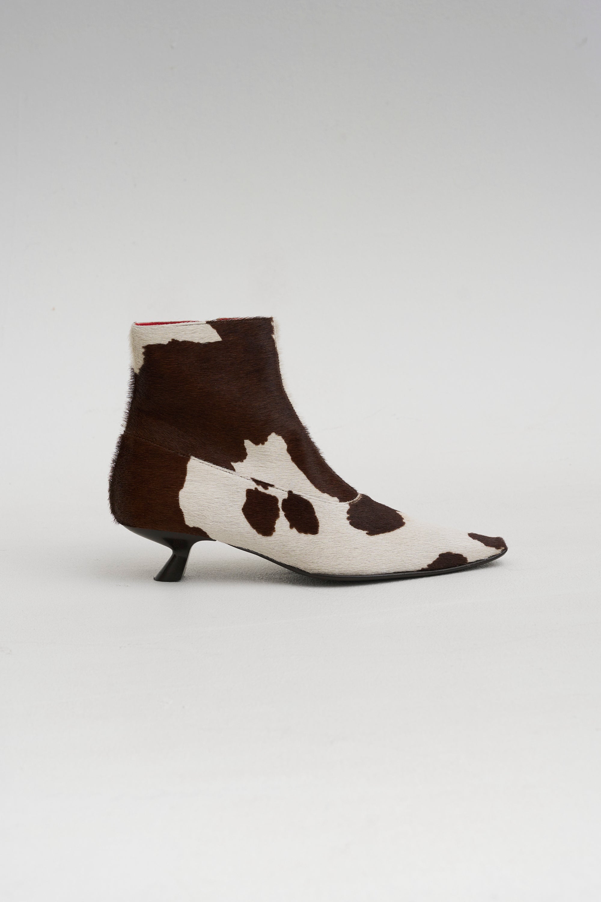 Cow-Print Ponyhair Cindi Boot, White &amp; Brown