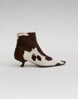 Cow-Print Ponyhair Cindi Boot, White & Brown