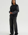 Techno Striped Poplin T-Shirt, Black