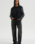 Techno Striped Poplin T-Shirt, Black