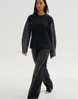 Techno Striped Poplin T-Shirt, Black