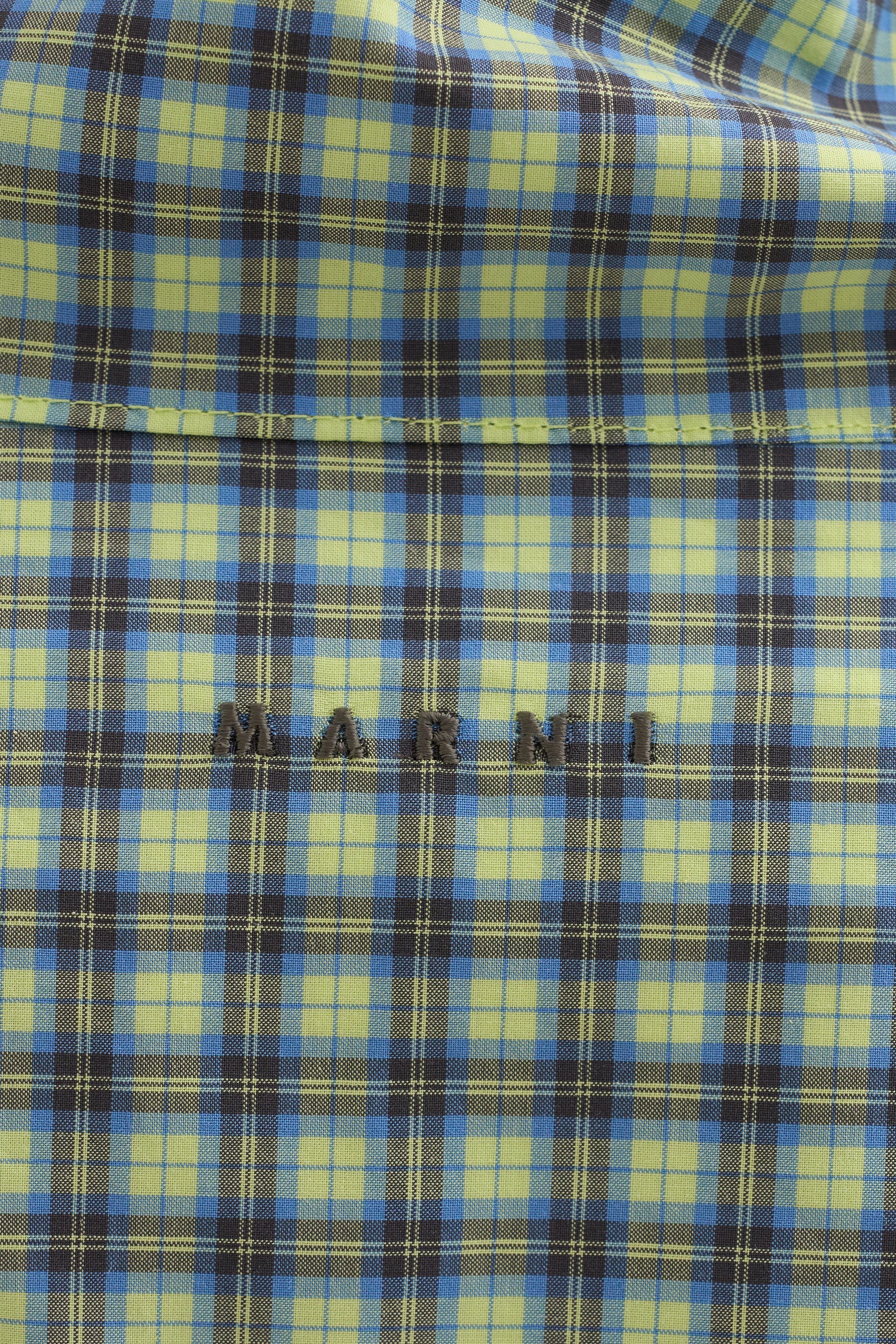 Checked Poplin Blouse with High Neck, Acid