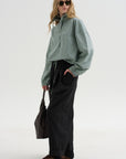 Checked Poplin Blouse with High Neck, Acid