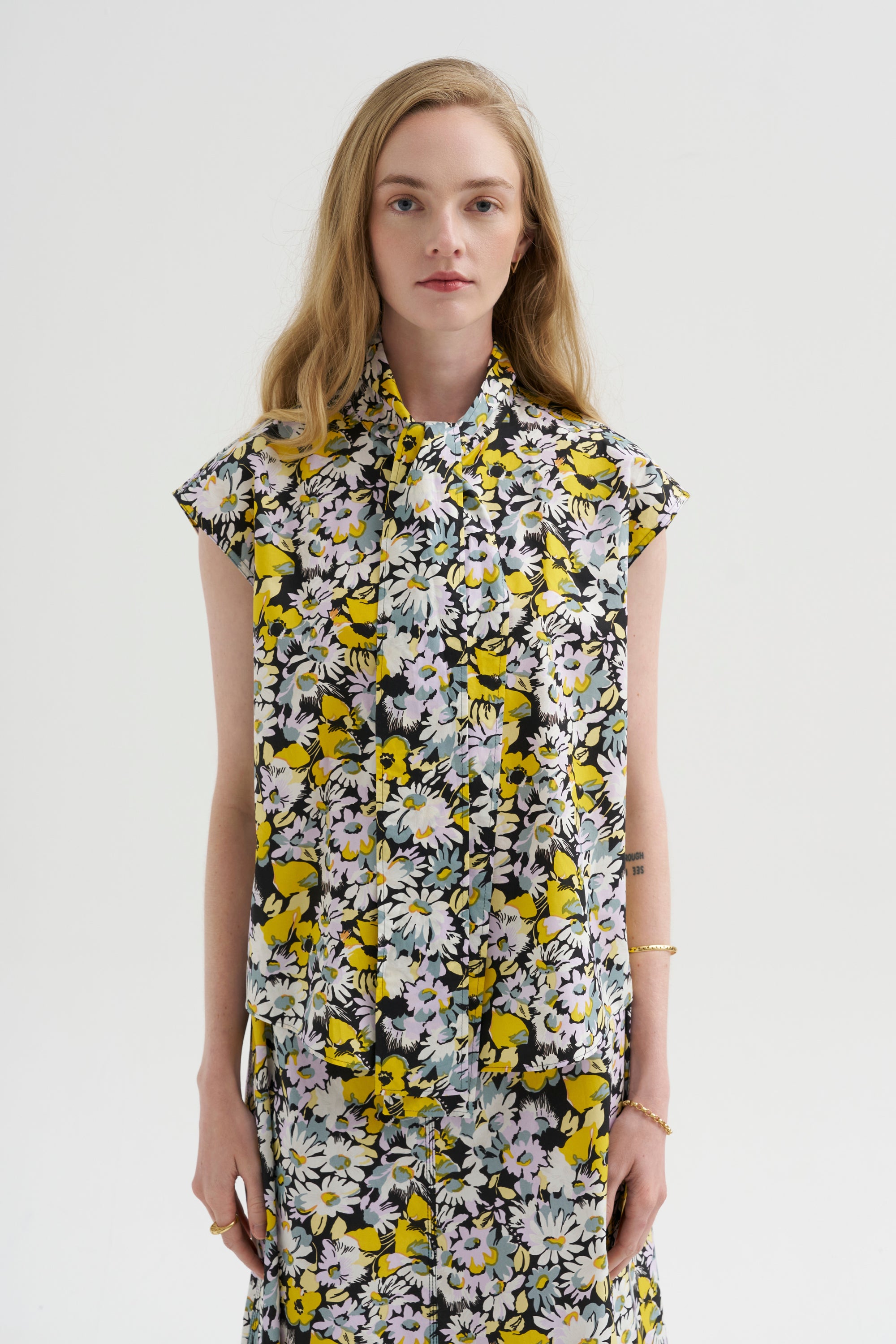Poplin Sleeveless Blouse, Maize