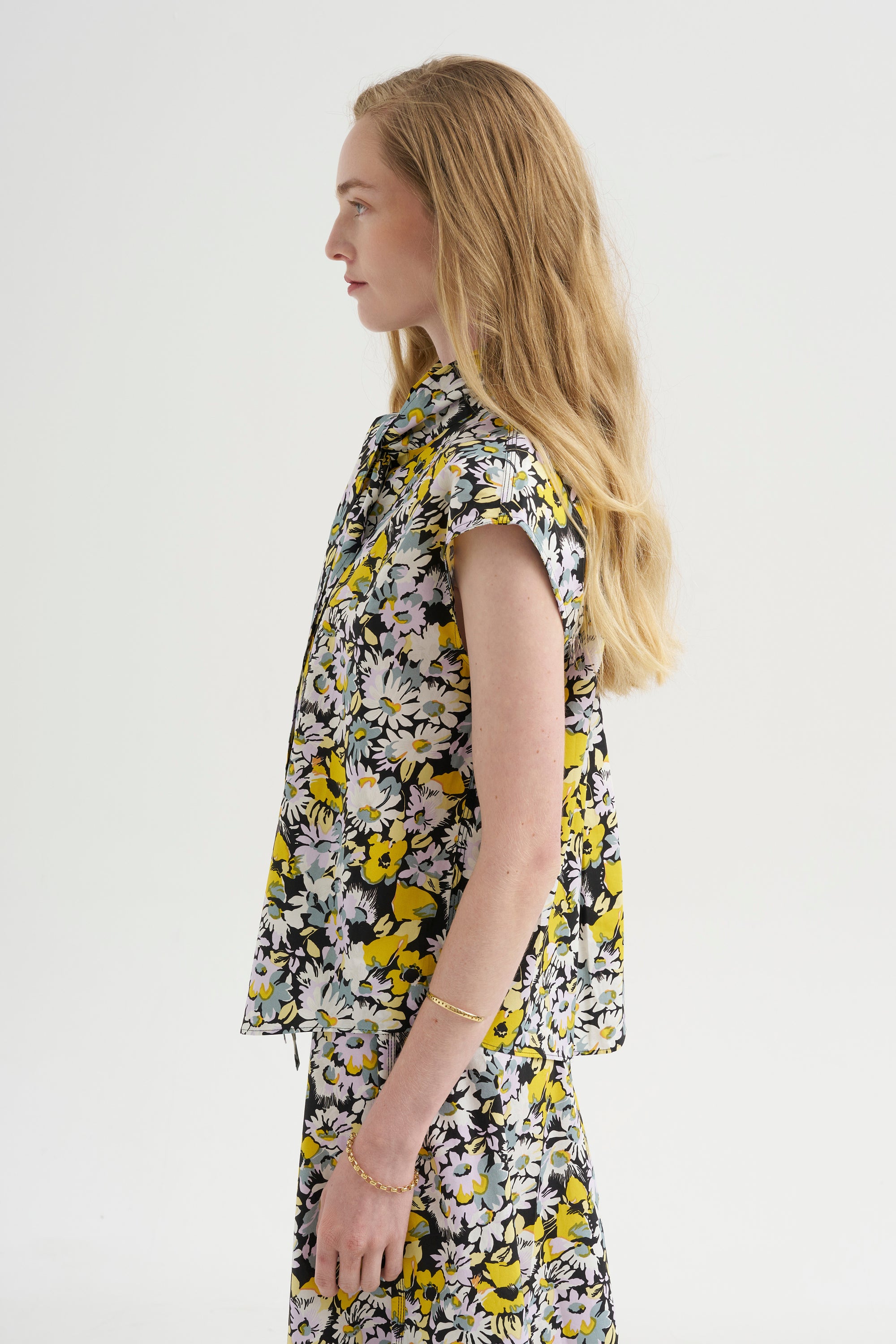 Poplin Sleeveless Blouse, Maize