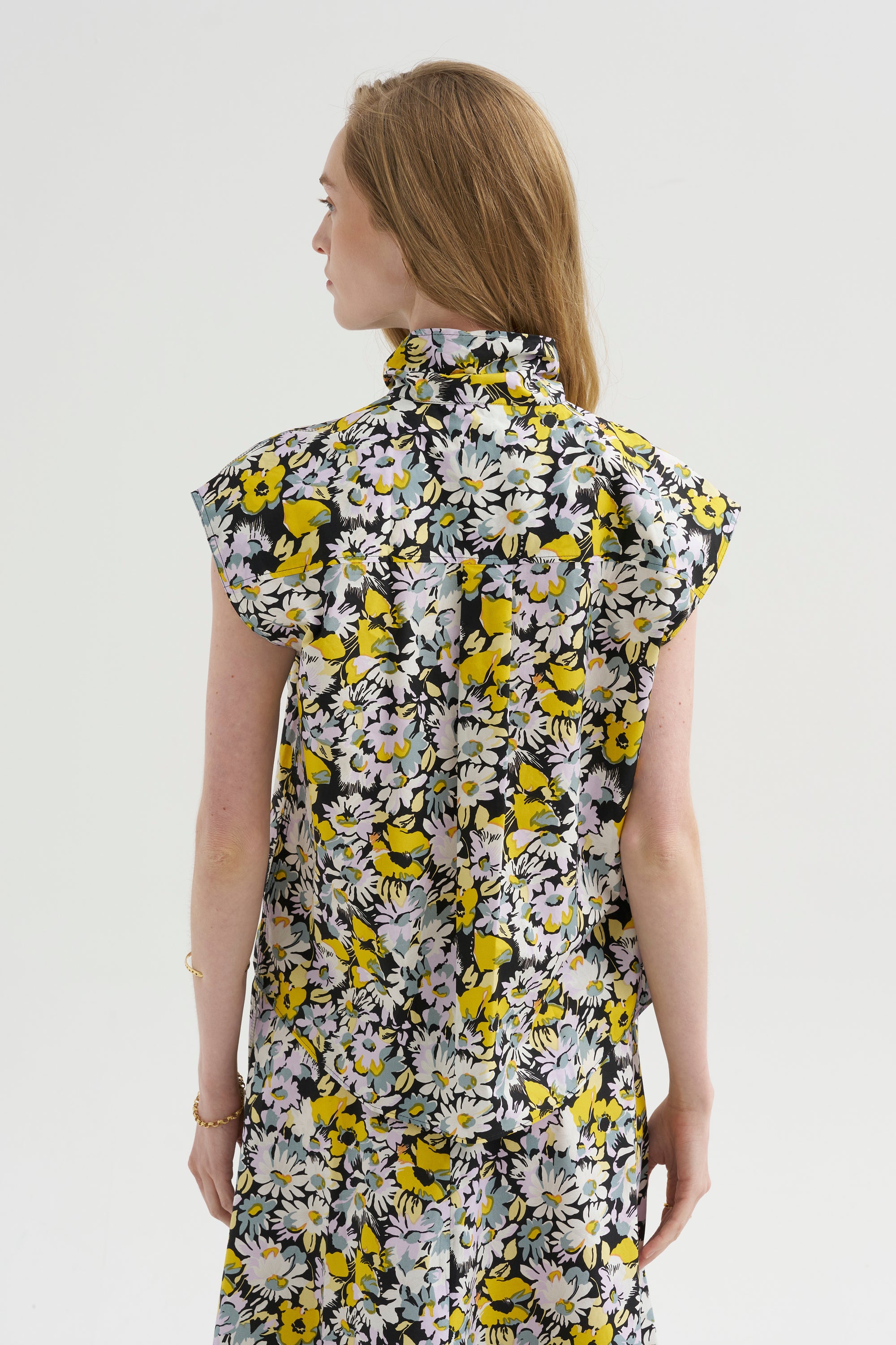 Poplin Sleeveless Blouse, Maize