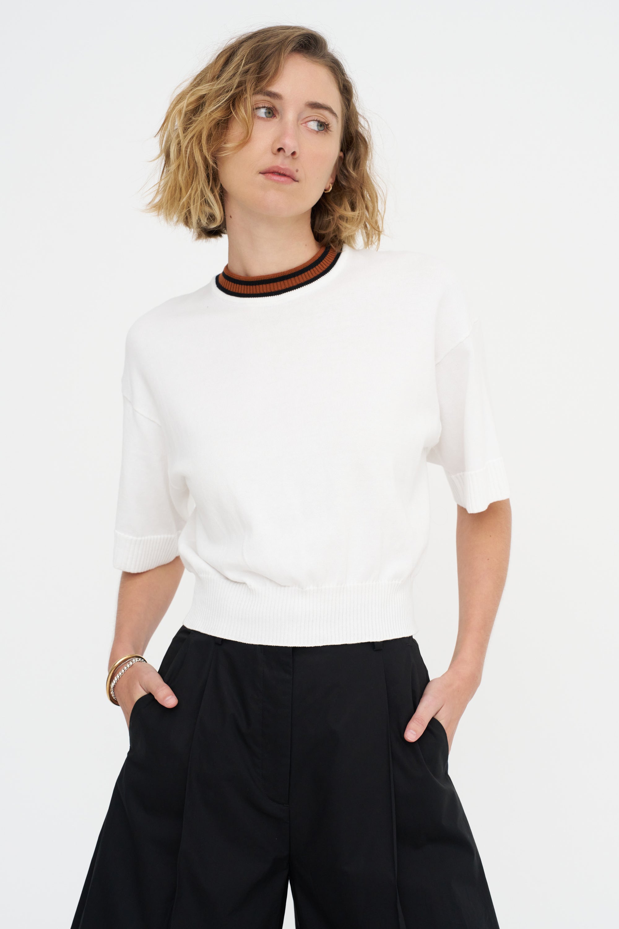 Knit Short Sleeve, White