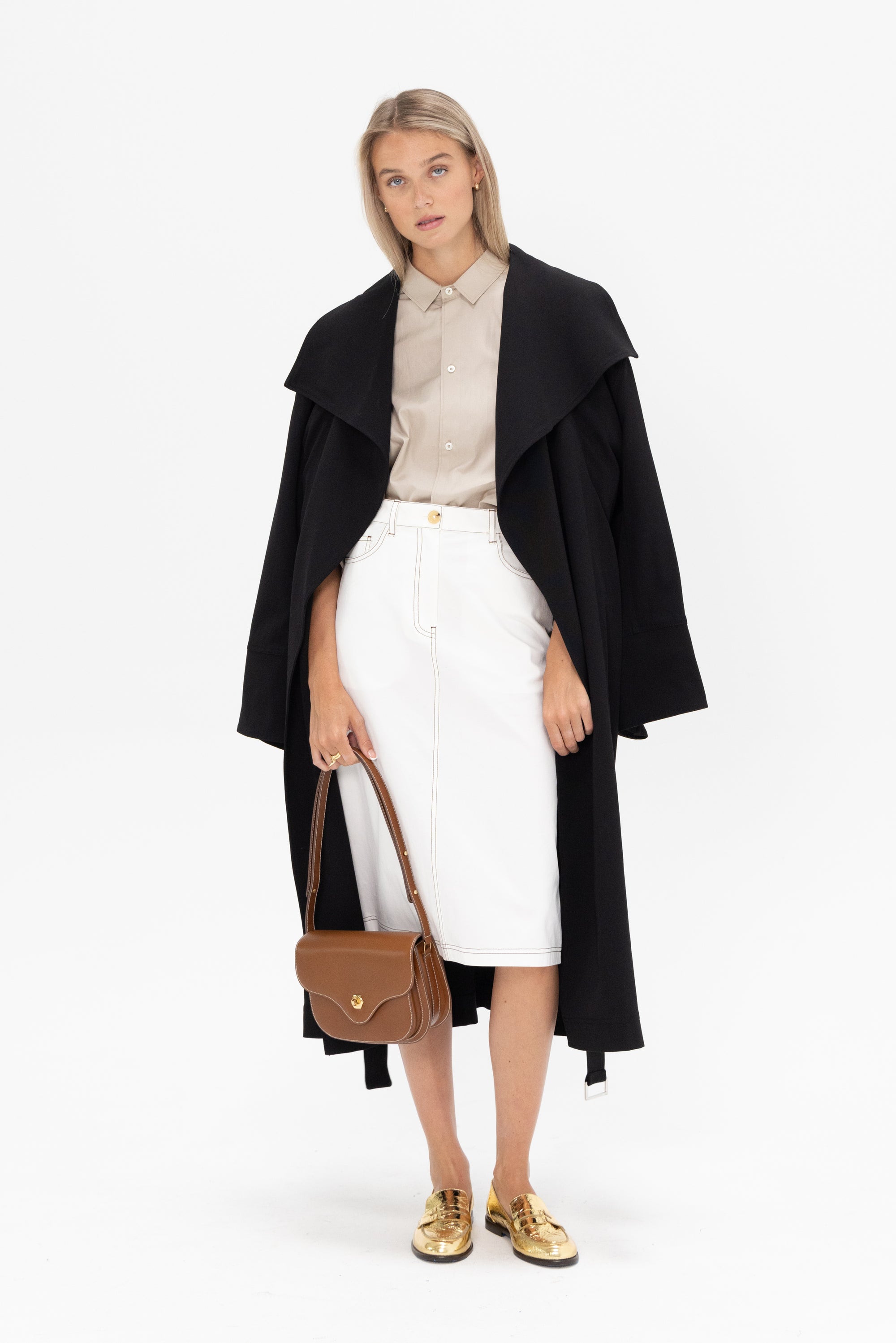 TOTEME - Tumbled Cotton Midi Skirt, White