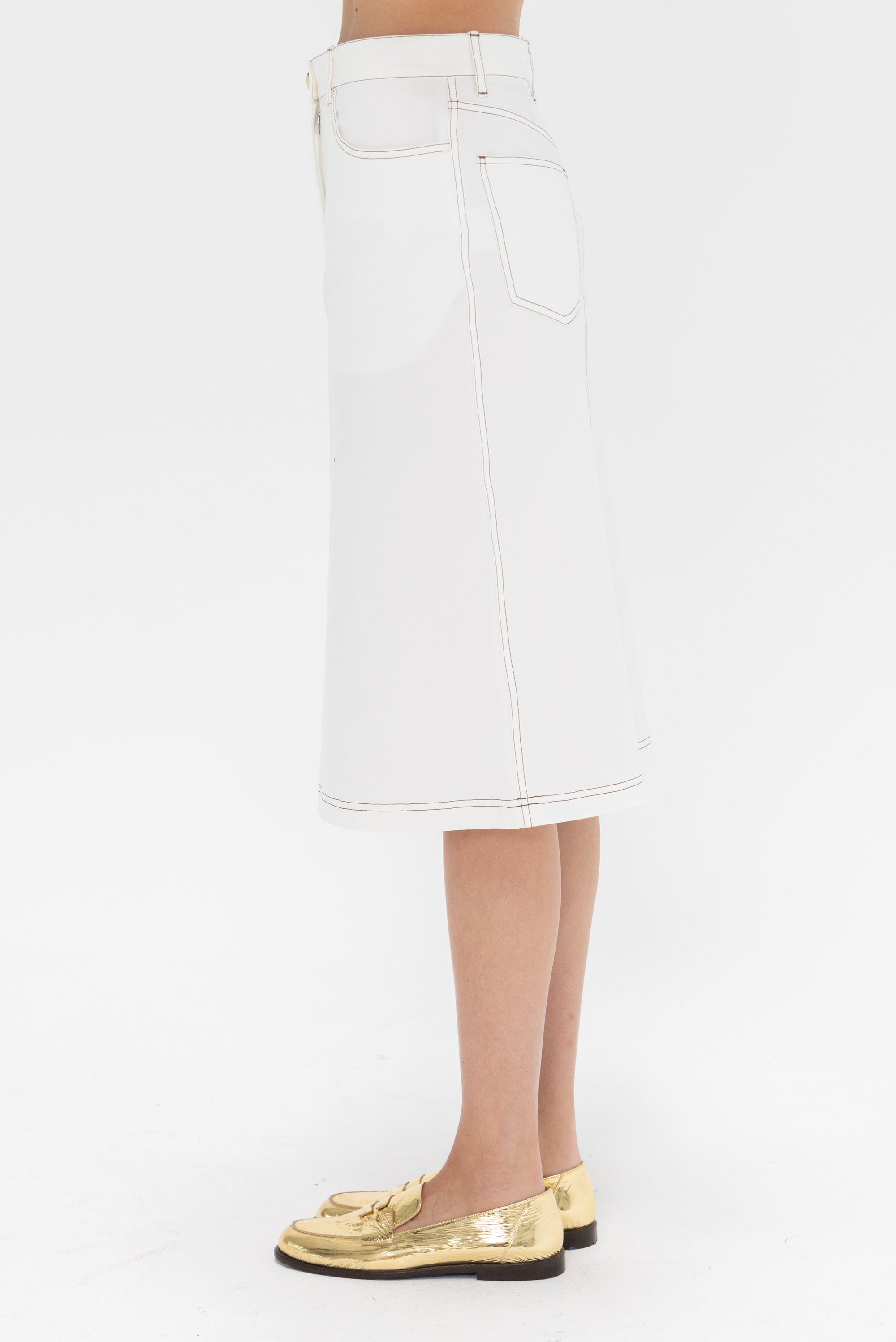 TOTEME - Tumbled Cotton Midi Skirt, White