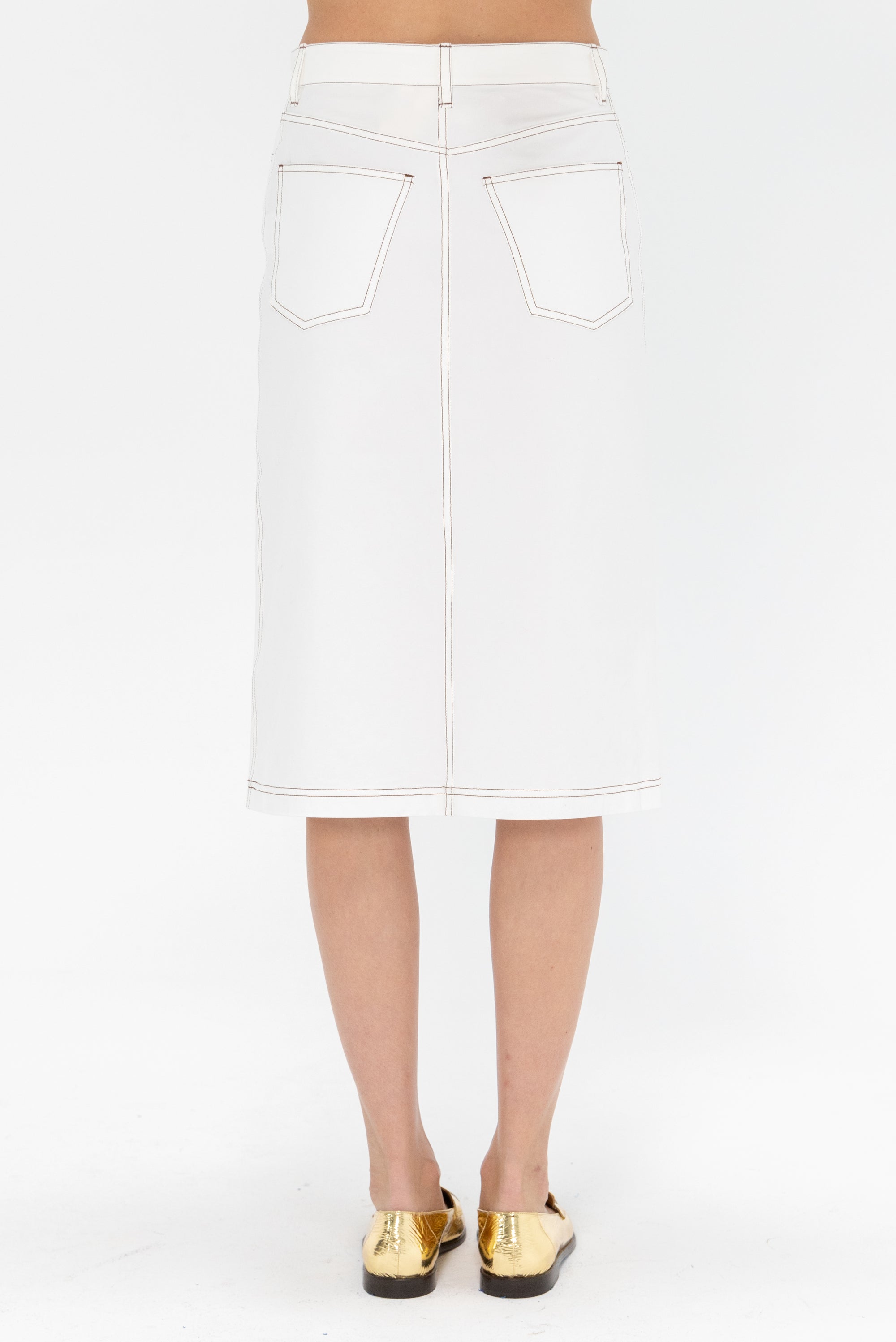 TOTEME - Tumbled Cotton Midi Skirt, White