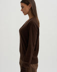 Cashmere Blend V-Neck Knit, Brown