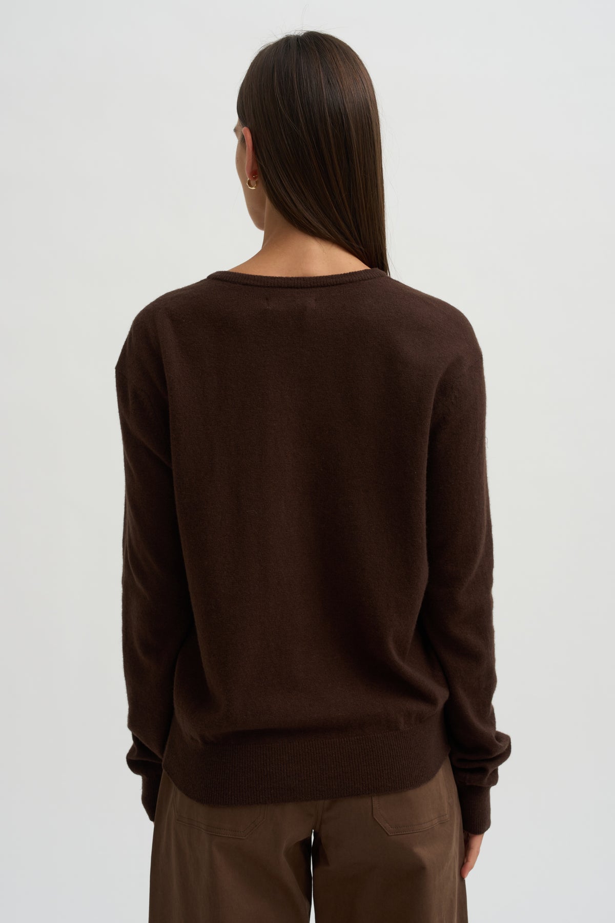 Cashmere Blend V-Neck Knit, Brown