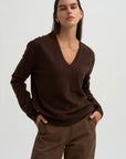 Cashmere Blend V-Neck Knit, Brown