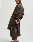 Wool Blend Trench Coat, Brown Plaid