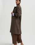 Wool Blend Trench Coat, Brown Plaid