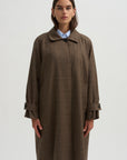 Wool Blend Trench Coat, Brown Plaid
