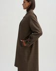 Wool Blend Trench Coat, Brown Plaid