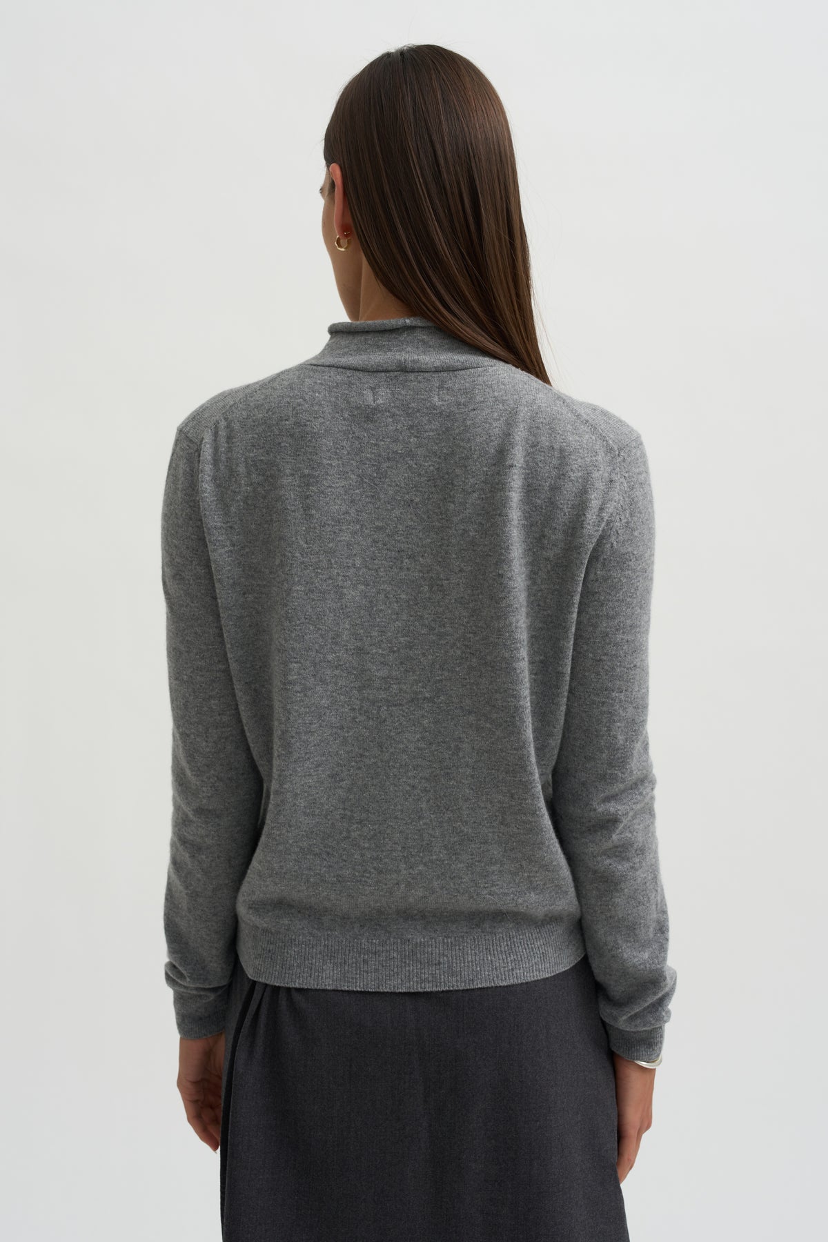 Mock Neck Cardigan, Gray