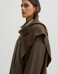 Wool Blend Knit Shawl, Light Brown