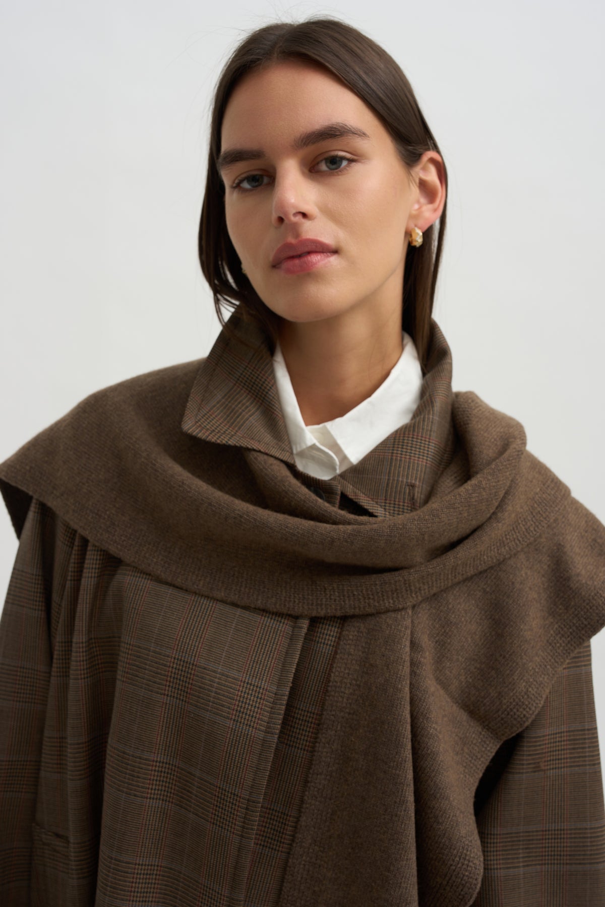 Wool Blend Knit Shawl, Light Brown