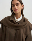 Wool Blend Knit Shawl, Light Brown
