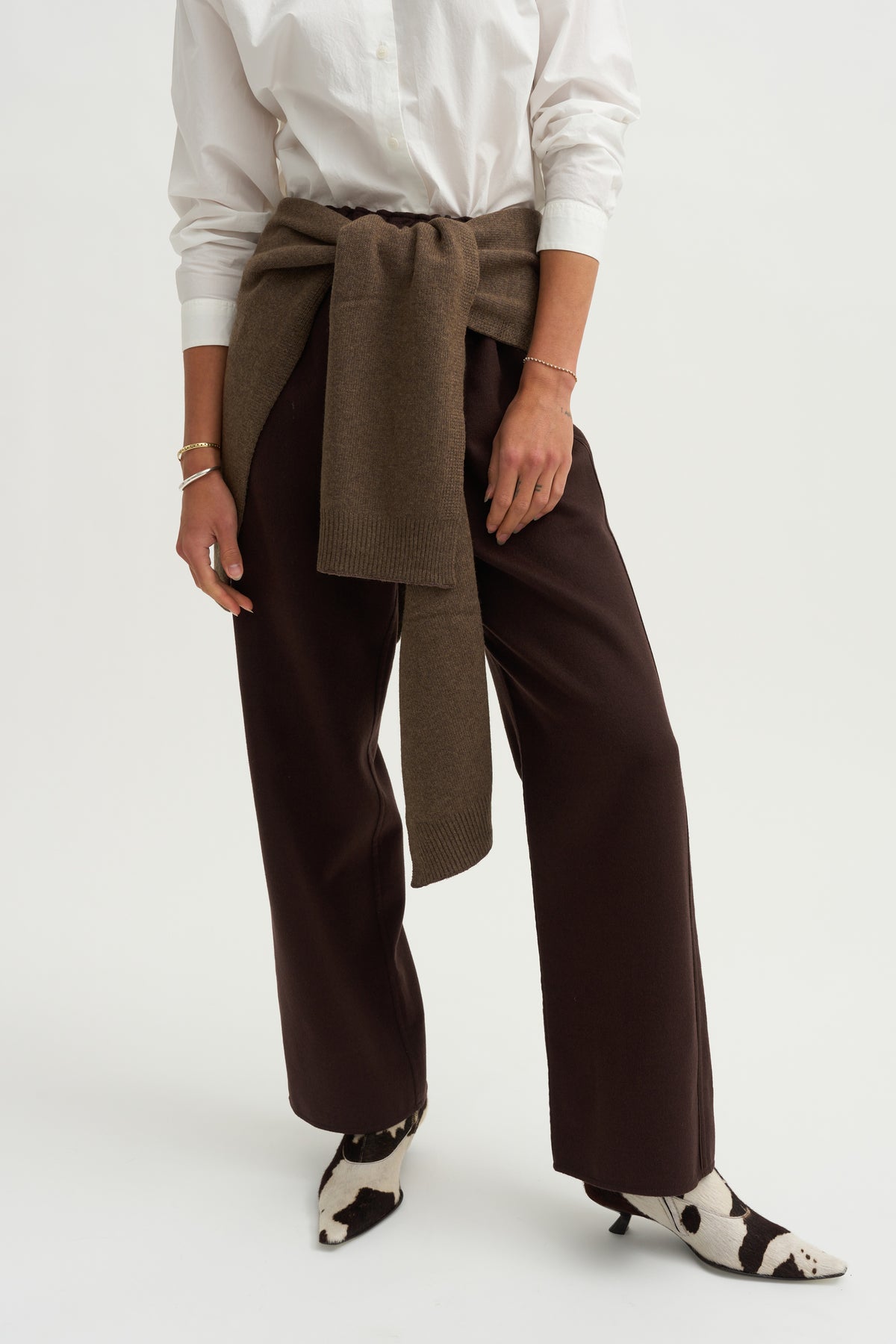 Wool Blend Knit Shawl, Light Brown