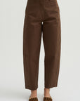 Cotton Barrel Leg Trouser, Brown