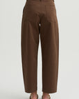 Cotton Barrel Leg Trouser, Brown