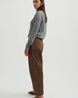 Cotton Barrel Leg Trouser, Brown