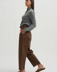 Cotton Barrel Leg Trouser, Brown