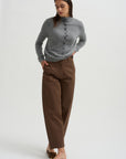 Cotton Barrel Leg Trouser, Brown