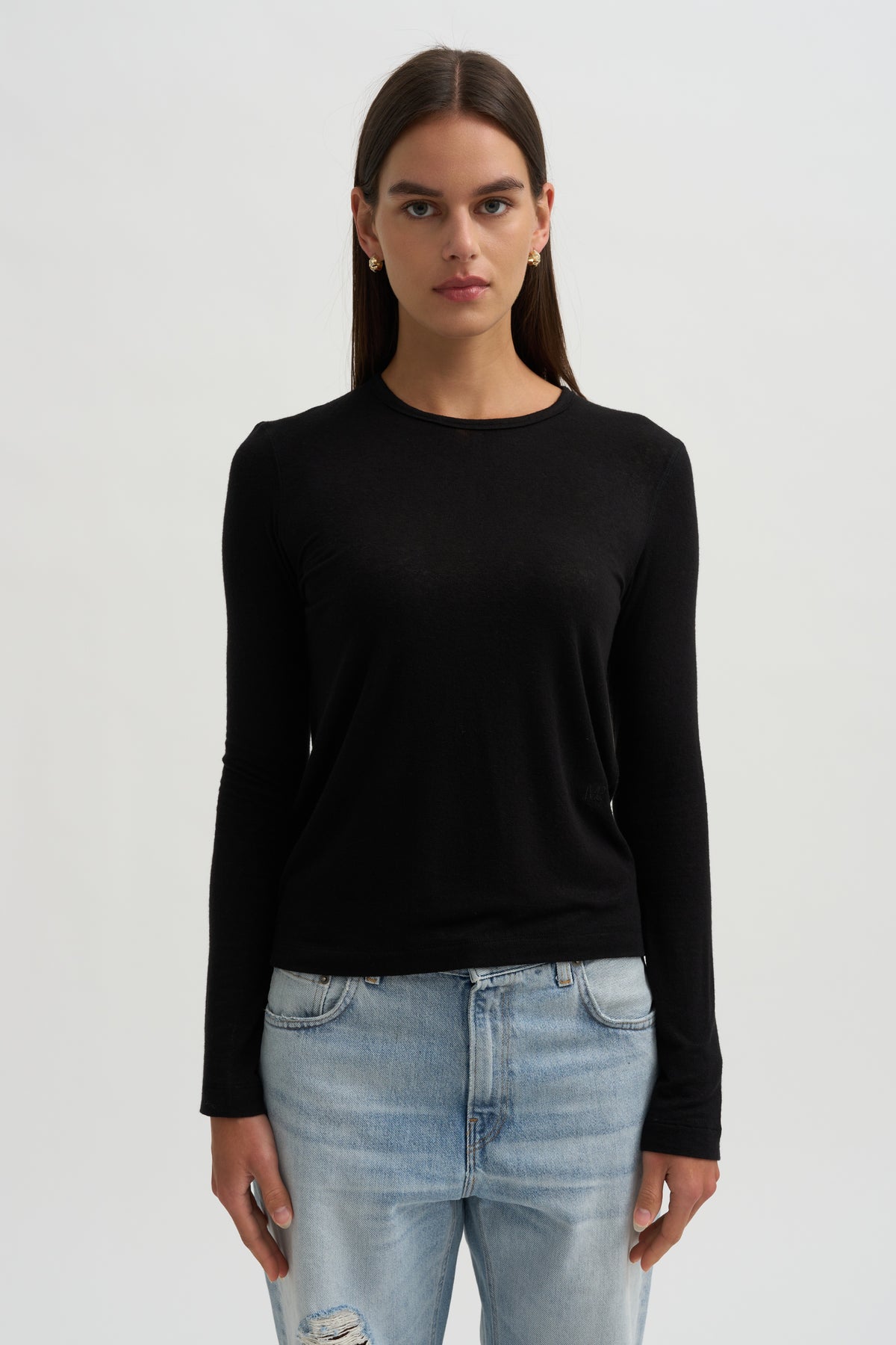 Wool Tencel Crewneck Top